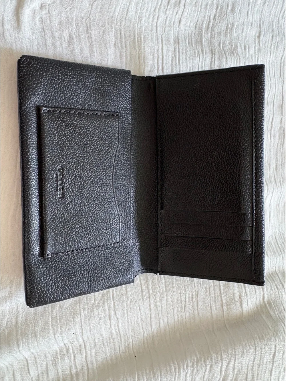Coach Men’s Black Pebbled Leather Long Breast Pocket Wallet Card Holder
